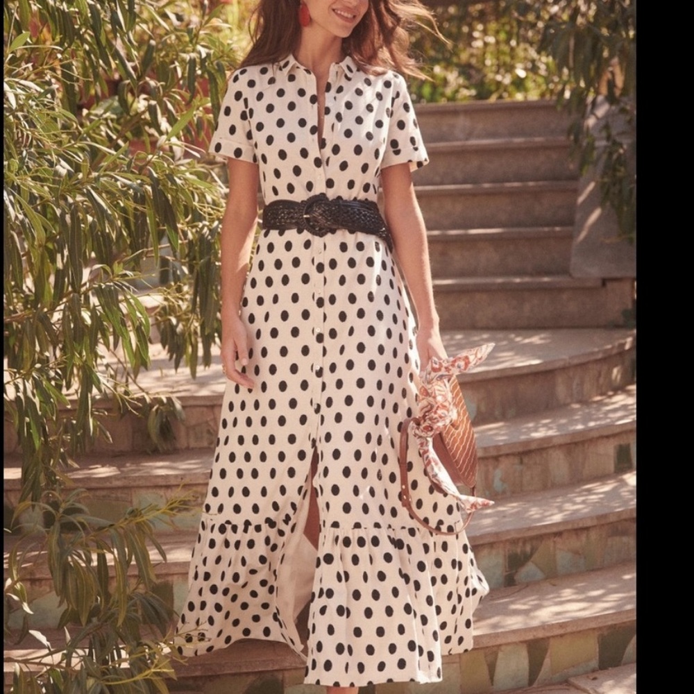 Sezane Polka dot button down maxi dress
